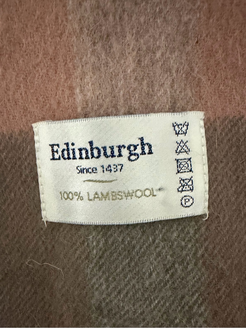 Edinburgh Lambswool Plaid Scarf in Taupe and Beige